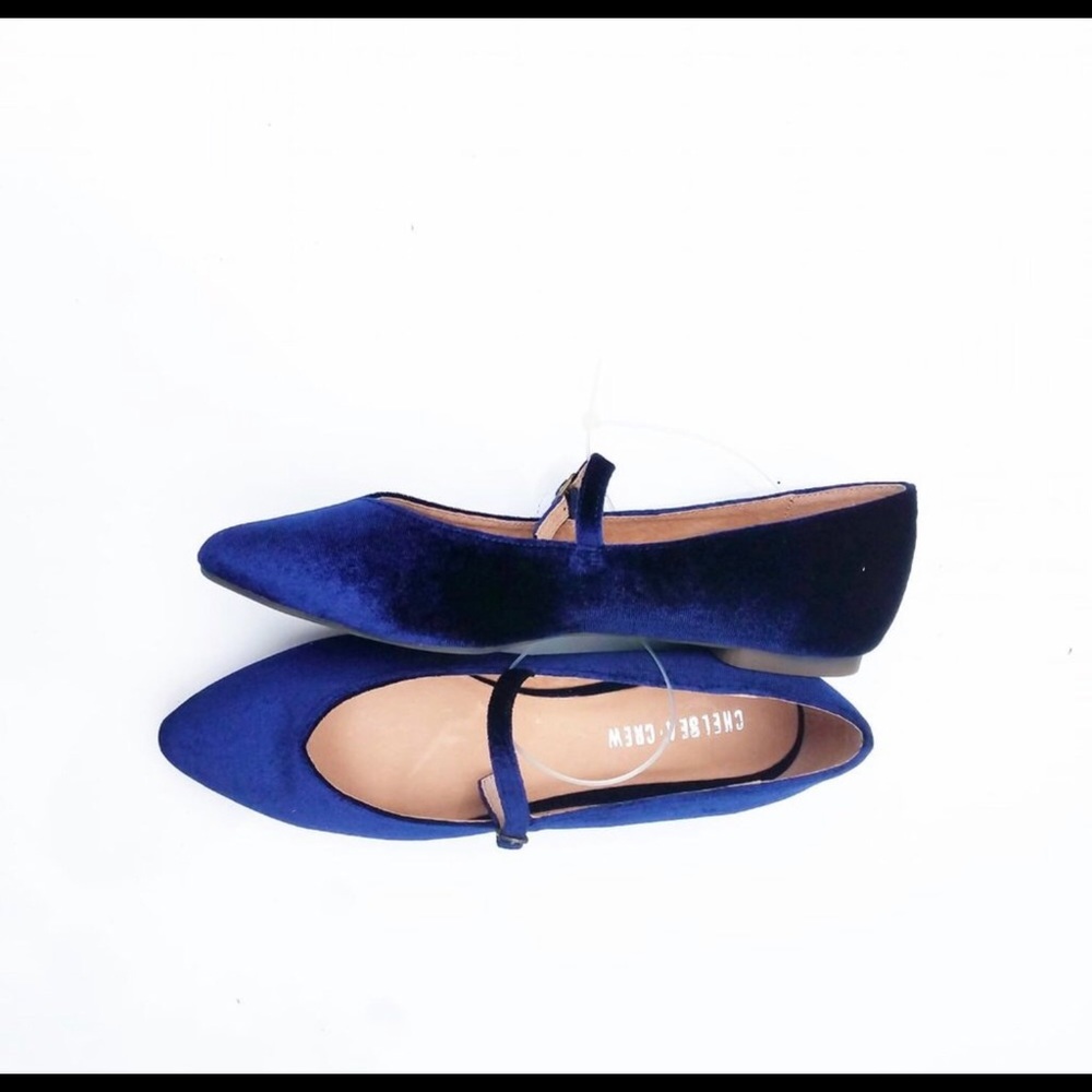 New Chelsea crew blue velvet flats shoes 5 8